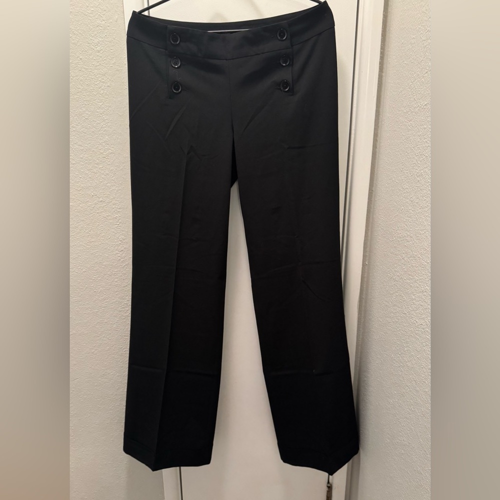 Black Express sailor pants. Triple button closure, wide cuff at bottom Size 8L